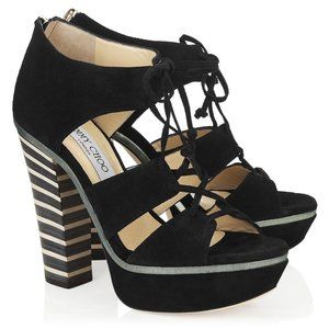 Jimmy Choo 'Hammer' Sandals - 38.5 (US W8.5) Gladiator Striped Heels